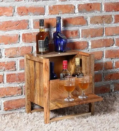 Solid Wood One Flap Door Dove Bar Cabinet. 