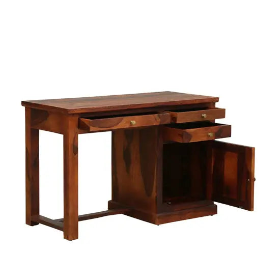 Sheesham Wood One Door Three Drawer Drag Study Desk.