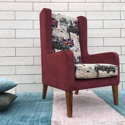 Sheesham wood Structure Enda wing chair in natural finish.