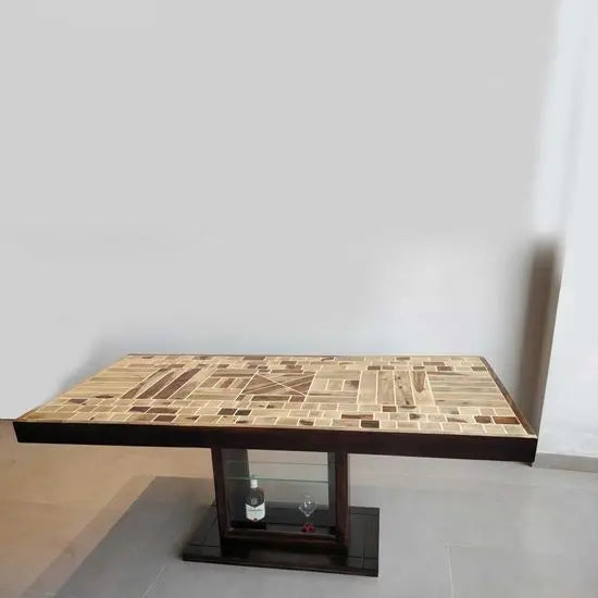 Wooden Epoxy Dining Set. One Six Seater Dining Table And Six Dining Chair. 