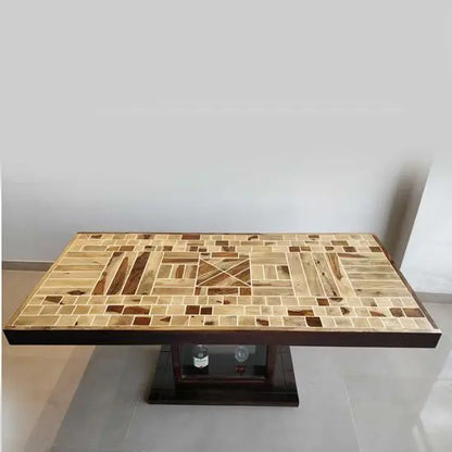 Solid Wood Epoxy Dining Set. One Six Seater Dining Table And Six Dining Chair. 