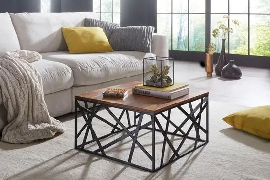 Solid wood and Metal frame square-shaped Evona coffee table. 