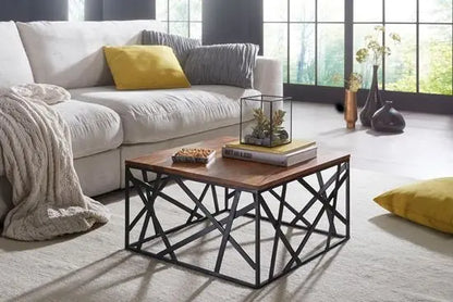 Solid wood and Metal frame square-shaped Evona coffee table. 