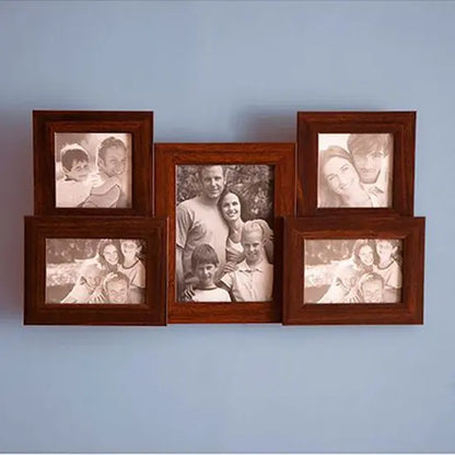 Five Window Family Photo Frame Made in Solid Sheesham Wood and Glass.  