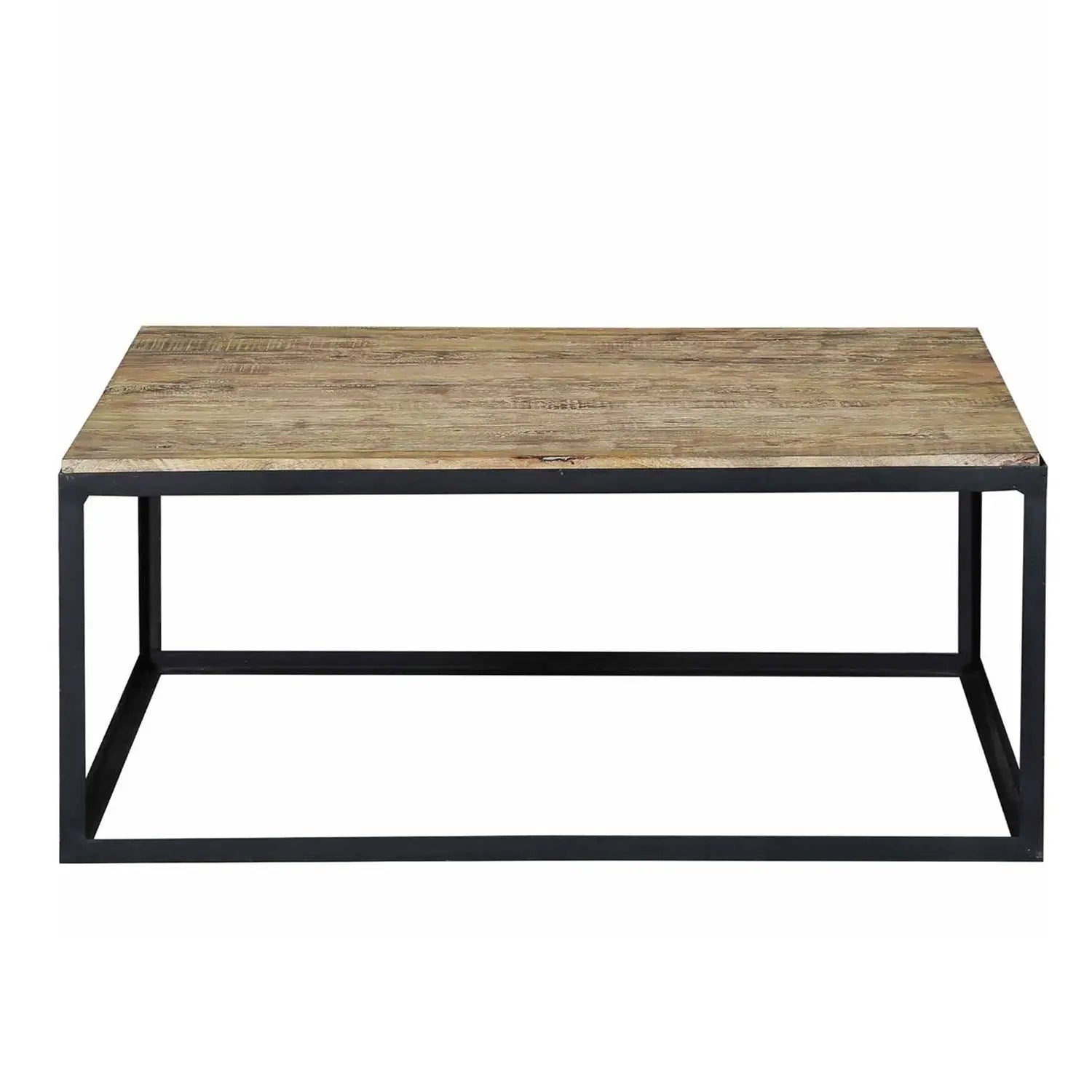 Mango Wood Top and Metal Frame Ferrous Square Coffee Table. 