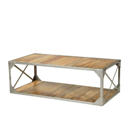 Solid wood and Metal frame rectangle shape One shelff Fiona coffee table. 