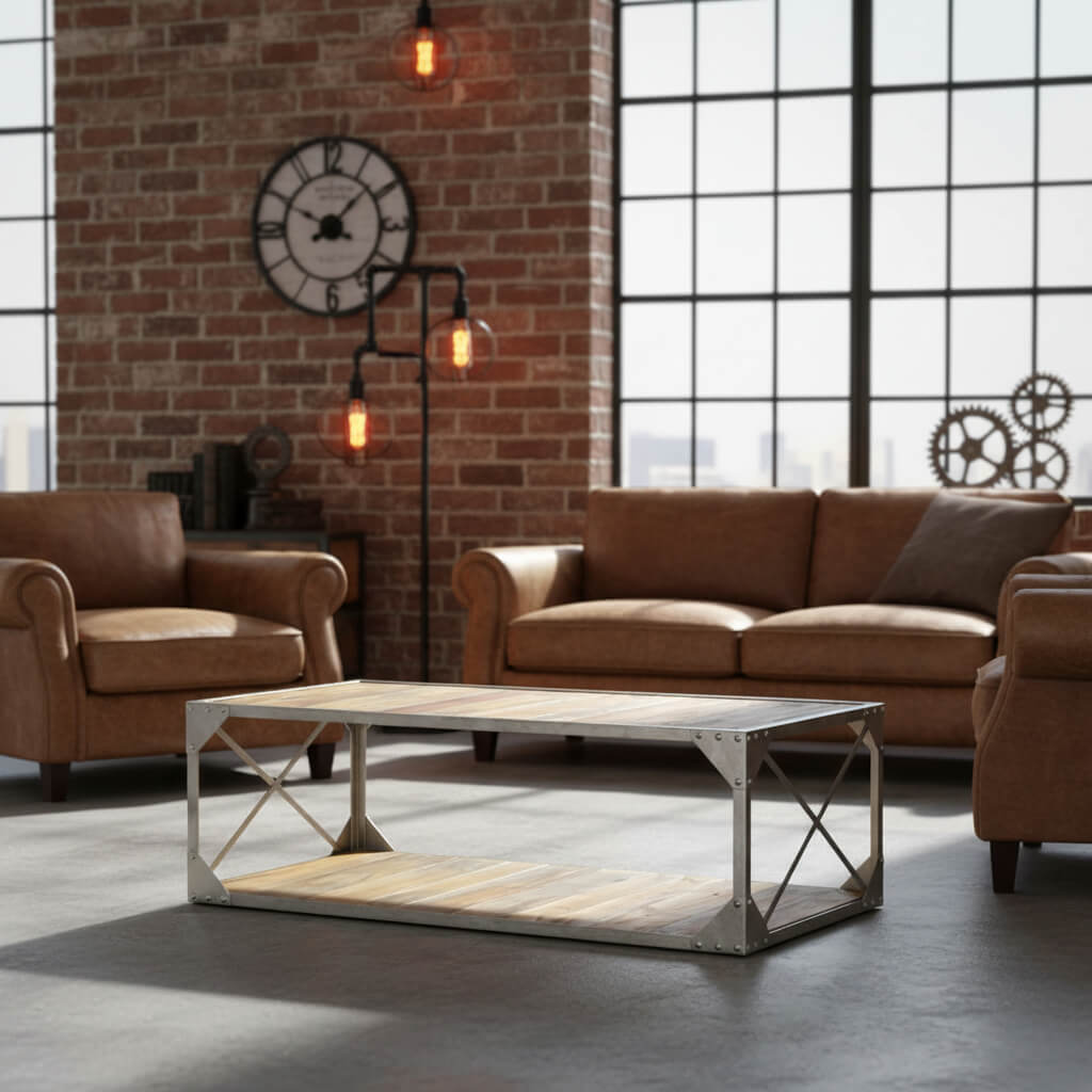Wooden One shelf Fiona coffee table with metal frame.