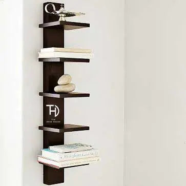 Wooden Five Floating shelves in Walnut Finish. 