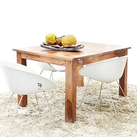 Solid Sheesham Wood Rectangle Shape Expansion dining table in Natural Finish. 