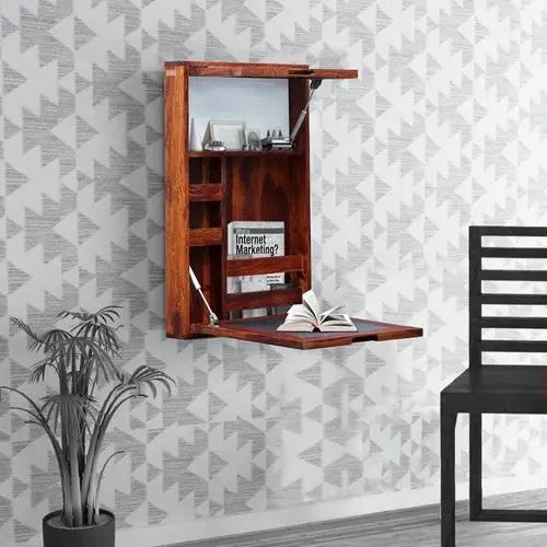 Solid Wood Two Door Wall Mount Writing Table. 