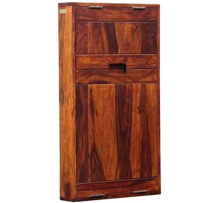 Two Door Wall Mount Writing Table Made in Solid Sheesham Wood. 