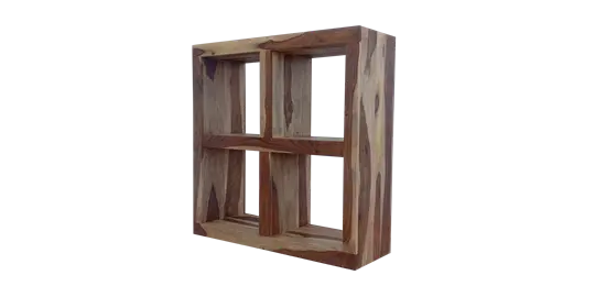 Four Box Bookshelf Made in Solid Sheesham Wood. 