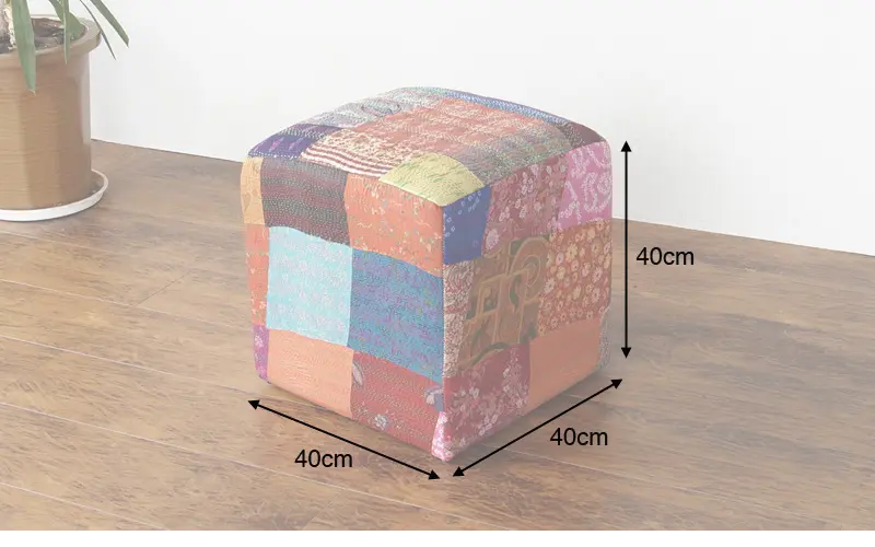 Multicolored cube design patchwork ottoman Gitto Stool pouf. 