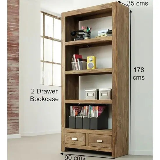 Wooden Two Door Open Shelf Harry Bookcase. 