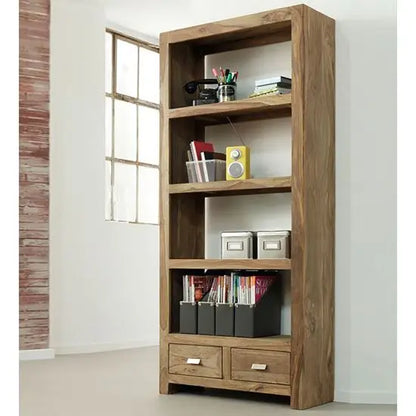 Solid Wood Two Door Open Shelf Harry Bookcase. 