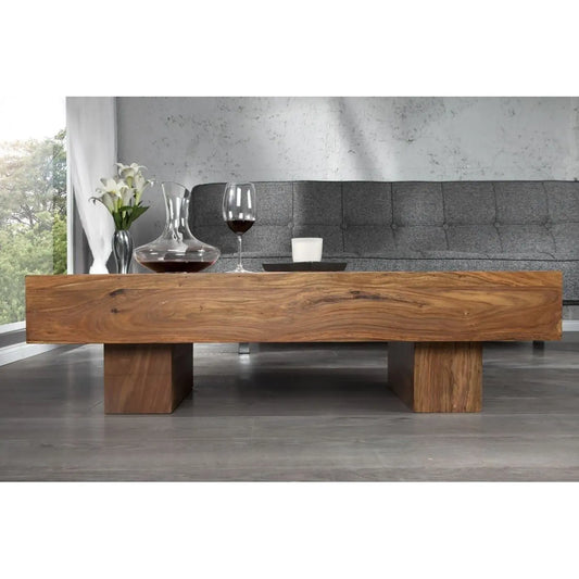 A rectangle shape low height Harry log coffee table Made in Solid sheesham wood. 