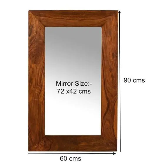 Solid Wood and Mirror Harry mirror frame in Honey finish. 