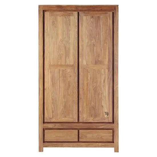 Solid Wood Two Door and Two Drawer harry Wardrobe in only stain finish.