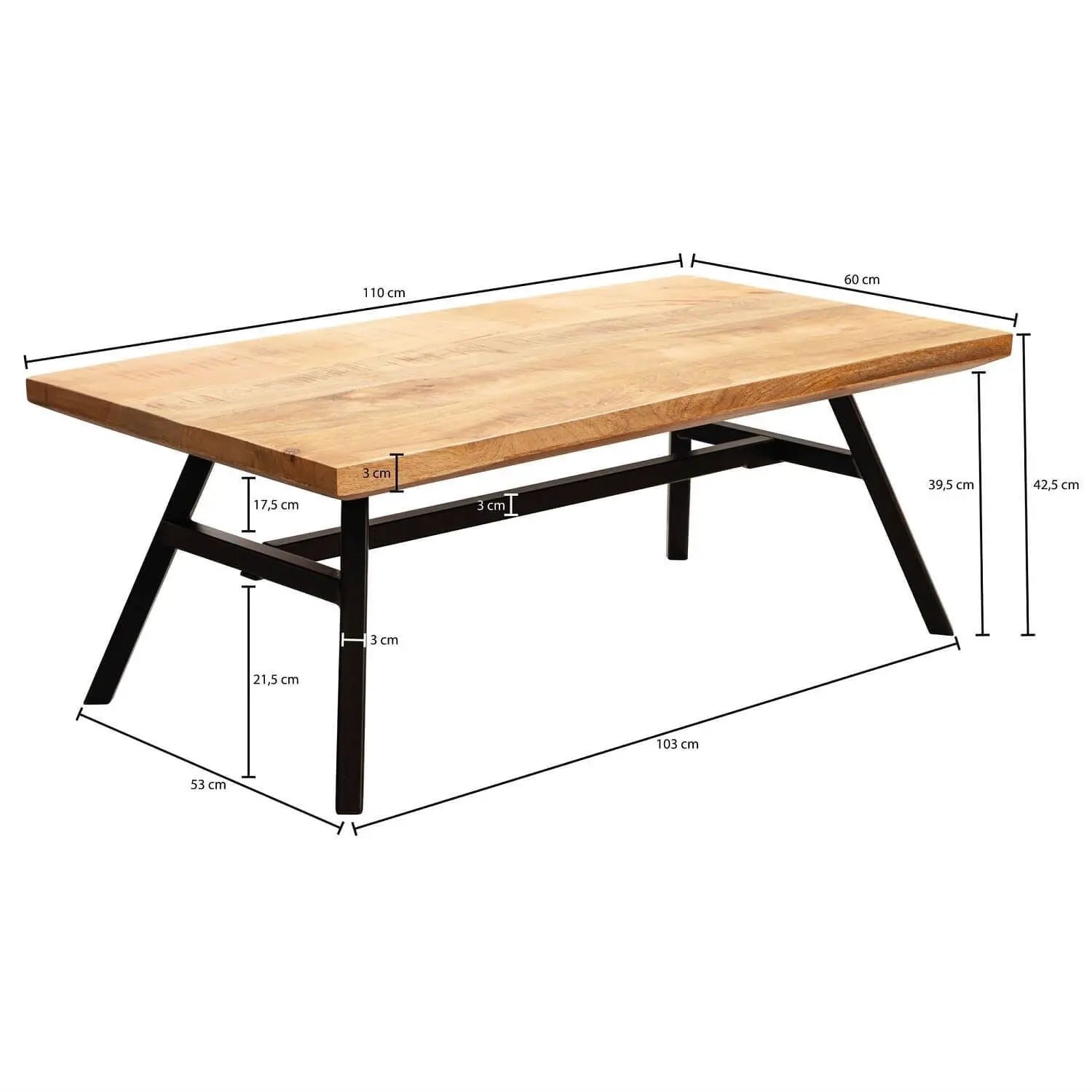  Wooden and Metal frame rectangle shape Heartz coffee table. 