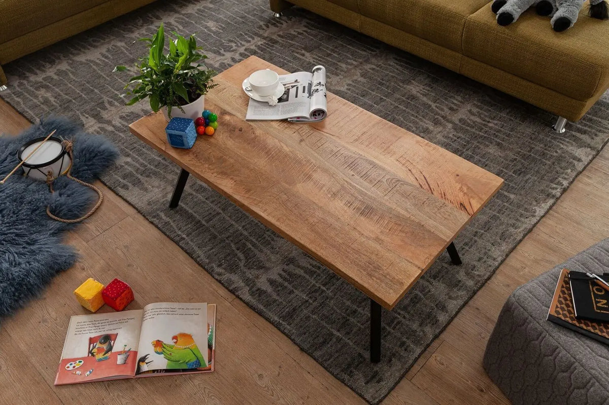 Solid sheesham wood and Metal frame rectangle shape Heartz coffee table. 