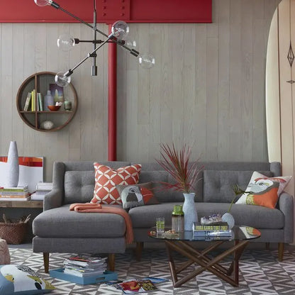 Modern Gray sectional sofa for living room.