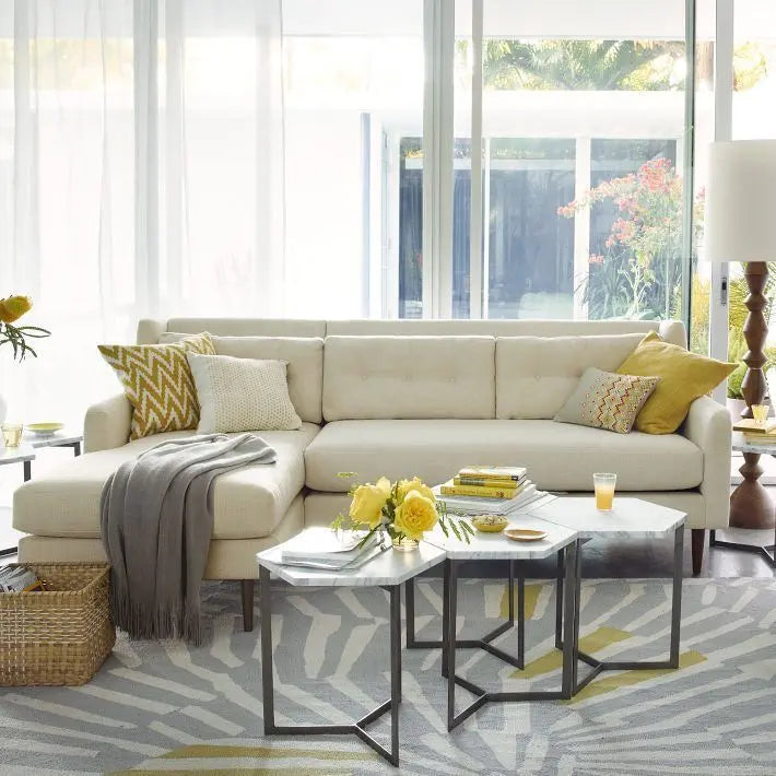 Beige sectional sofa for Living room.