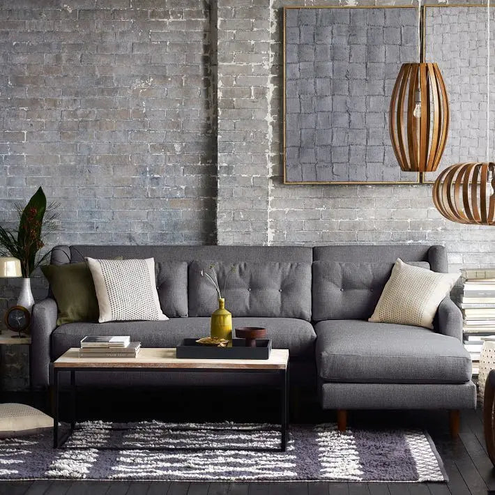 Gray sectional sofa for living room.