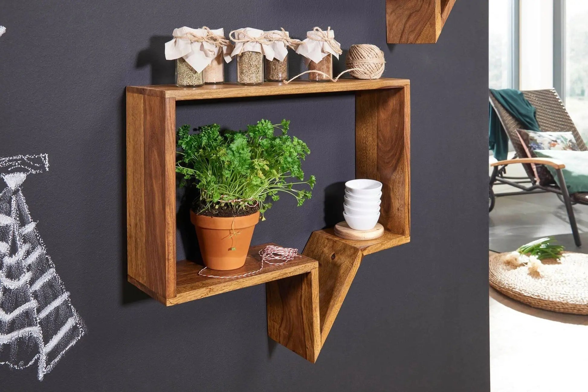 Wooden Hesper wall shelf set of 2 pcs for keeps decorative item.