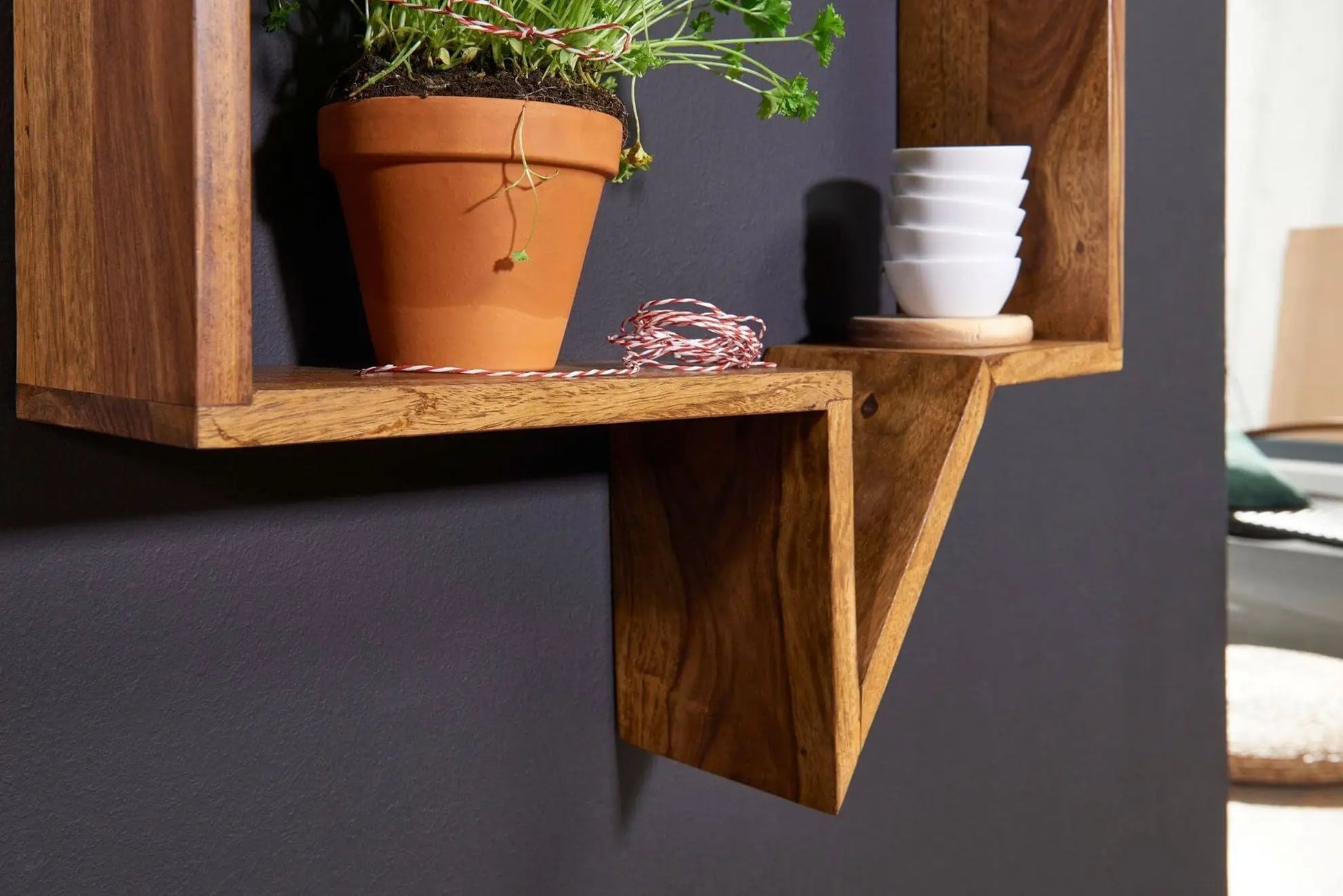 Solid wood Hesper wall shelf set of 2 pcs. 