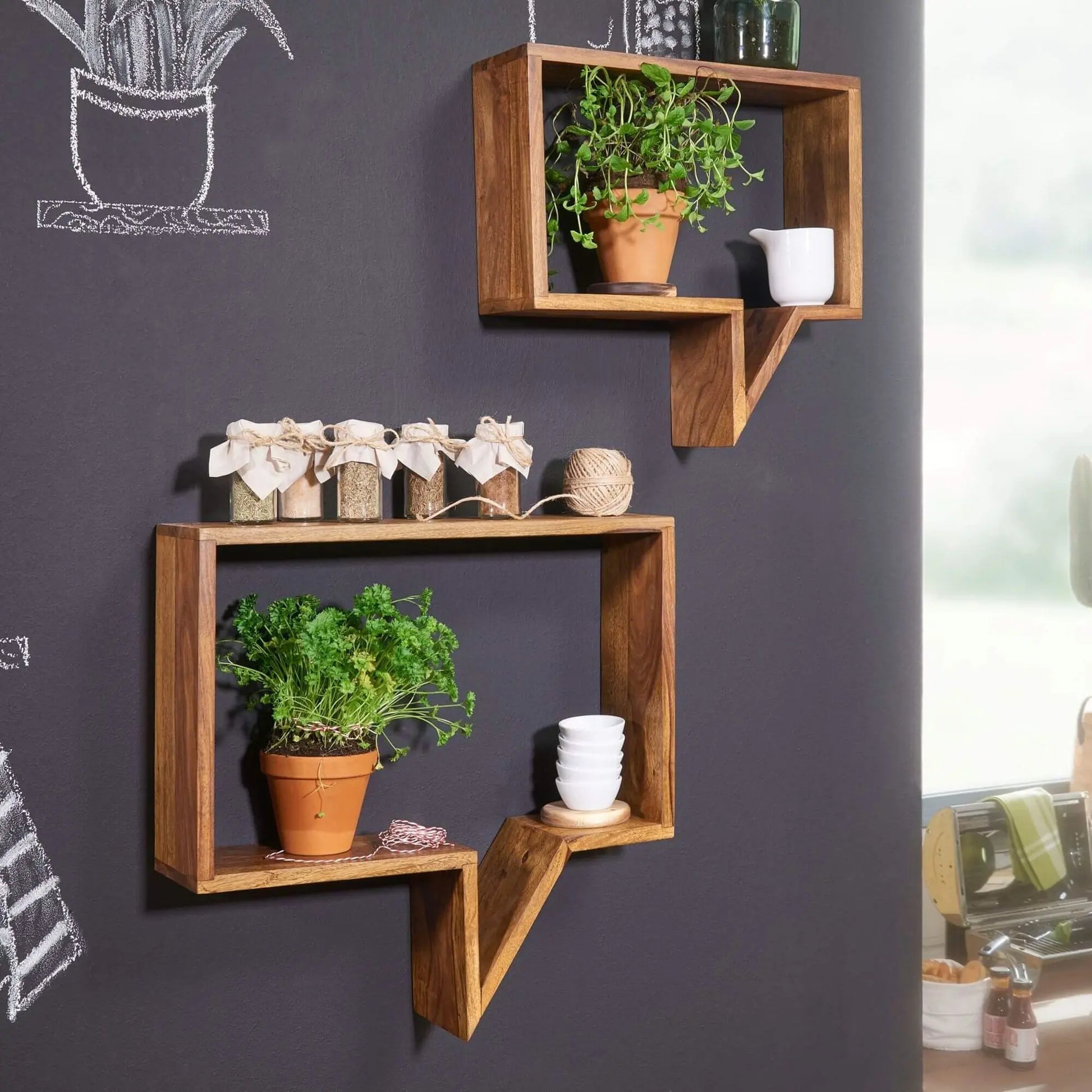 Sheesham wood hesper wall rack Set of 2 pcs.