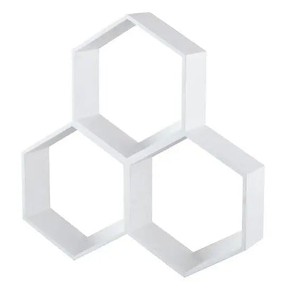 Hexagonal white wall shelf Made in Solid mango wood. 