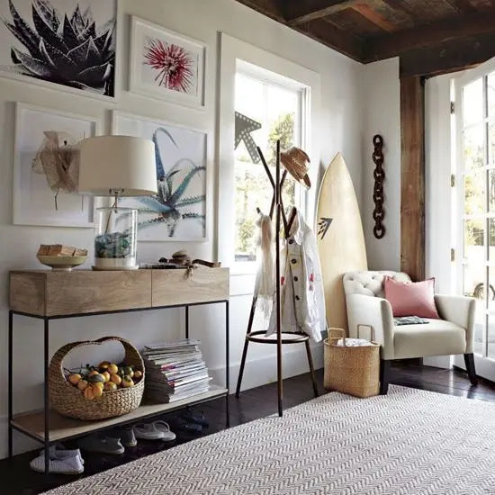 Industrial wood and metal console table