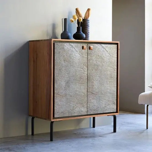 Solid Wood Two Door Jarrah Bar Cabinet. 