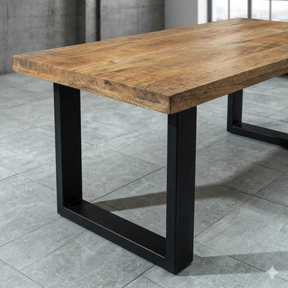 Solid wood and Metal frame Industrial design Rectangular medium size Jett coffee Table.