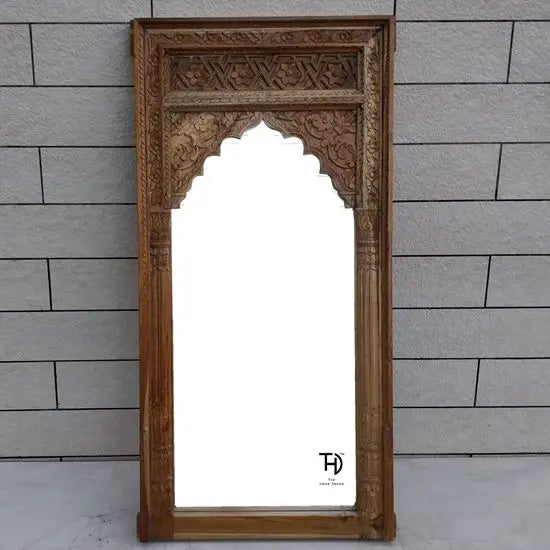 Teak wood carving mirror frame