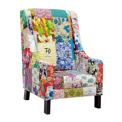 Multicolor Patchwork Krishna Kidz Sofa made in Solid Sheesham Wood.  