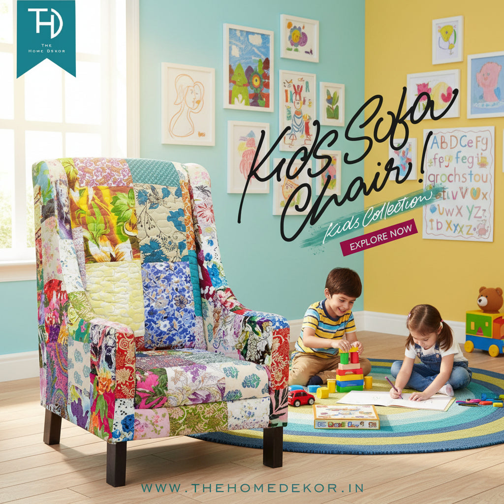 Solid Wood Multicolor Patchwork Krishna Kidz Sofa. 
