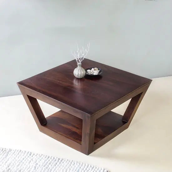 One Shelf Solid Wood Laatto Coffee Table. 