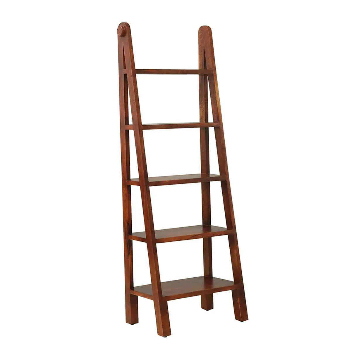 Five shelf Ladwing honey bookcase made in solid mango wood. 