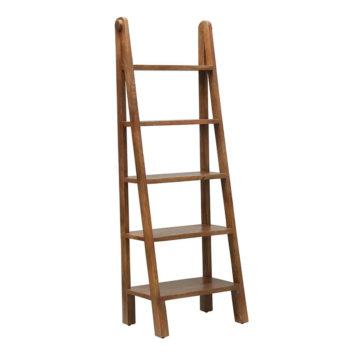 Five shelf Ladwing Natural bookcase made in solid mango wood. 