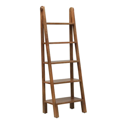 Five shelf Ladwing Natural bookcase made in solid mango wood. 