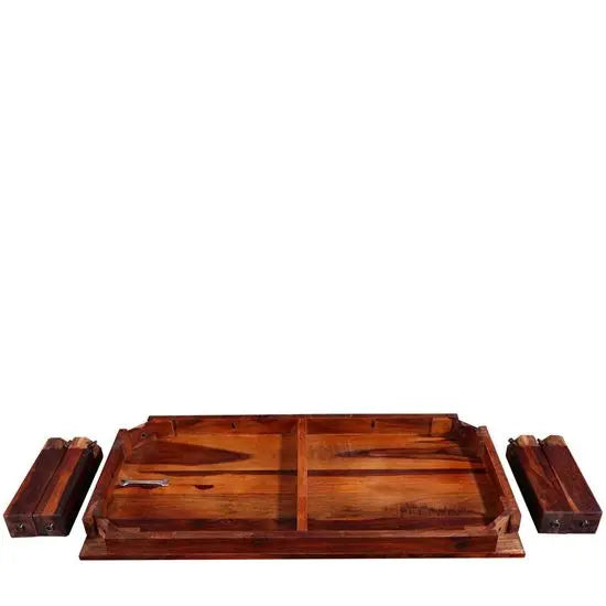 Solid wood rectangular shaped Latin coffee table.