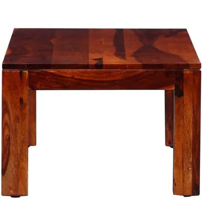 Wooden rectangular reddish Latin coffee table.
