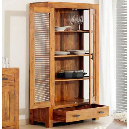 Simple/straight line Crockery cabinet online with glass door