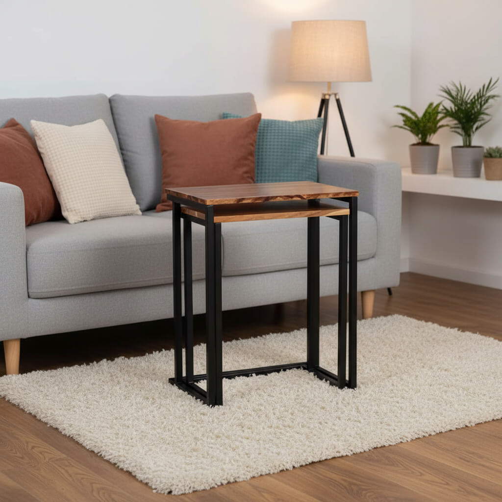 Solid Wood Leo Nest of Stool. Used For Keeps Flower pot and Other Decorative item.