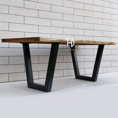 Solid Mango Wood Rectangle Shaped live edge eight Seater dining Table with Metal Legs. 