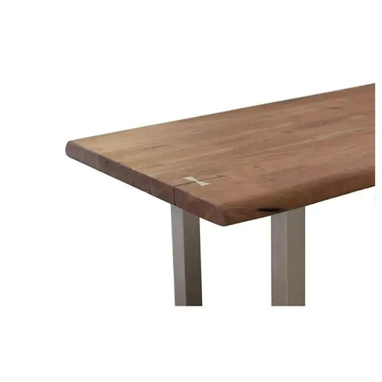 Solid Wood and Metal legs live edge design log family dining table Set. 