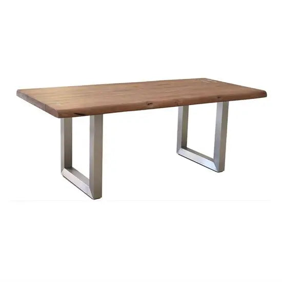 Acacia Wood and Metal legs live edge design log family dining table Set. 