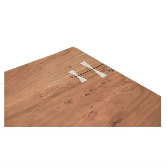Solid Acacia Wood and Metal legs live edge design log family dining table Set. 
