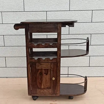 One Door and One Drawer Logan Bar Cabinet With Wheels For Move Easily. 